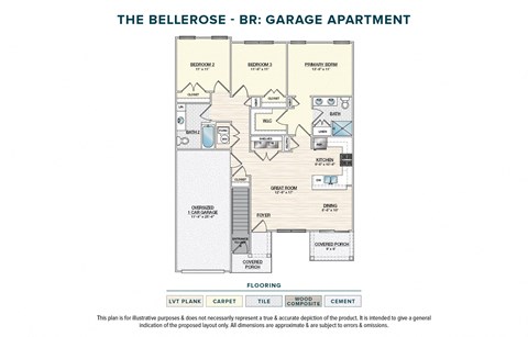 Floor plan for 3 beds, 2 baths, 1276 sqft